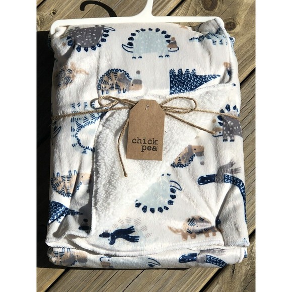 chick pea Other New Chick Pea Dinosaurs Baby Boy Blanket White Blue